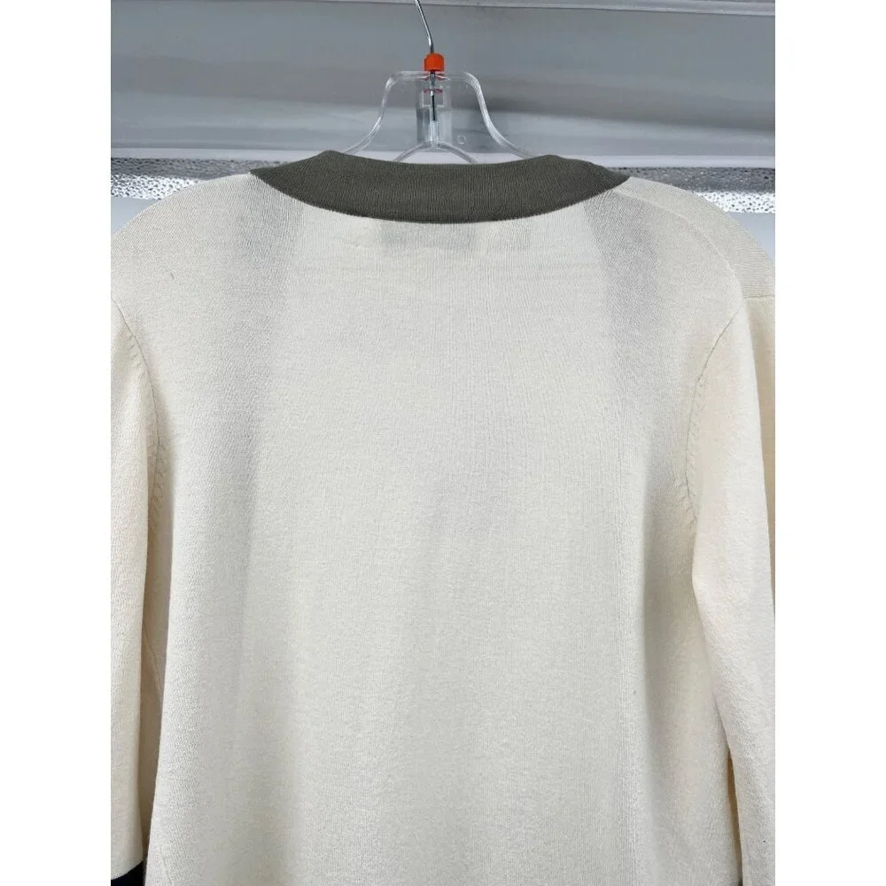Beyond Vintage Womens Cardigan Open Front Cream/Multi Size Small - Picture 6 of 9